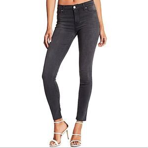 HUDSON Jeans Natalie Super Skinny Raw Hem Black Stone Wash Jeans Size 30